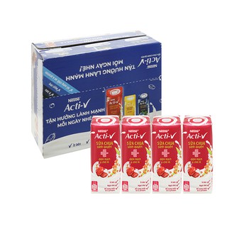 Thùng 24 hộp sữa chua diêm mạch và chà là/ việt quất/ yến mạch Nestlé Acti-V 180ml