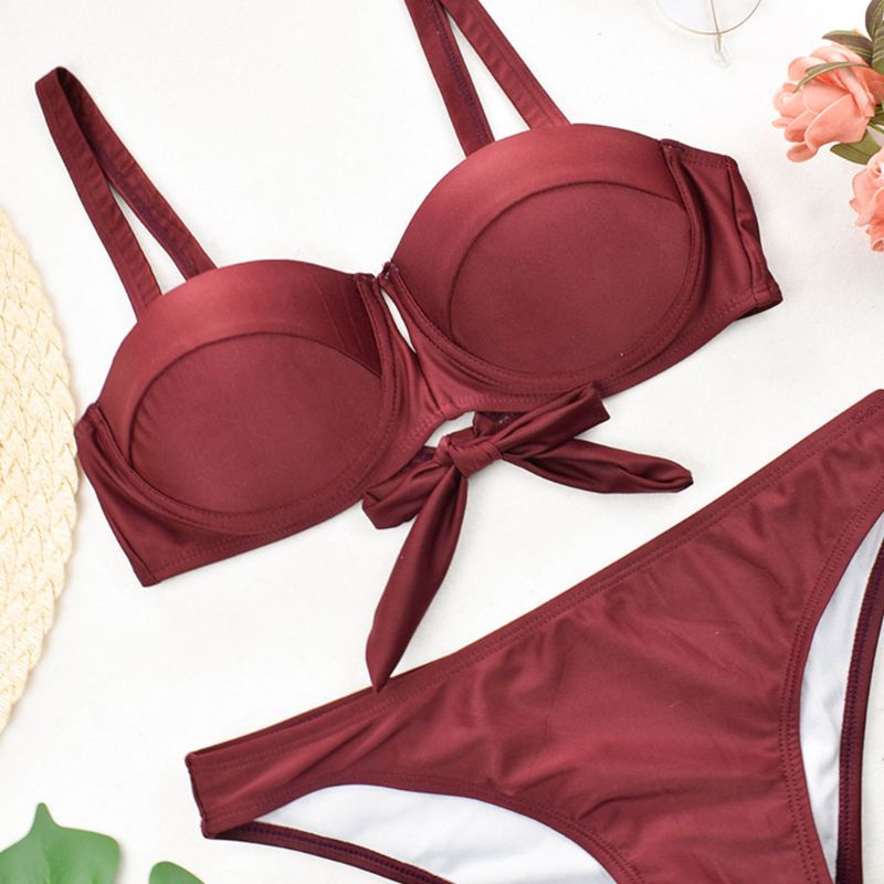 Bộ Bikini Hai Mảnh Cổ Chữ V Sâu Màu Sắc Trẻ Trung Quyến Rũ Dành Cho Nữ