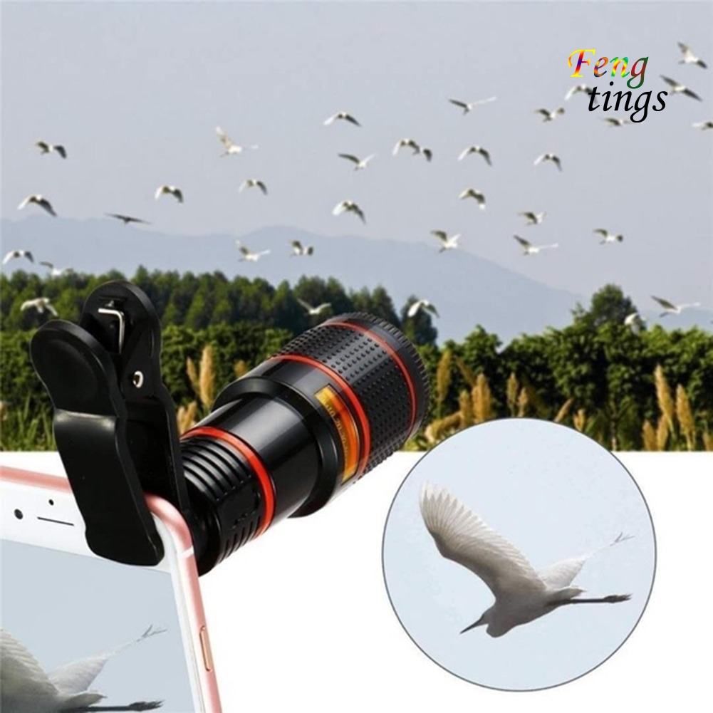 【FT】Universal 12X HD Zoom Telescope Phone Camera External Telephoto Lens with Clip