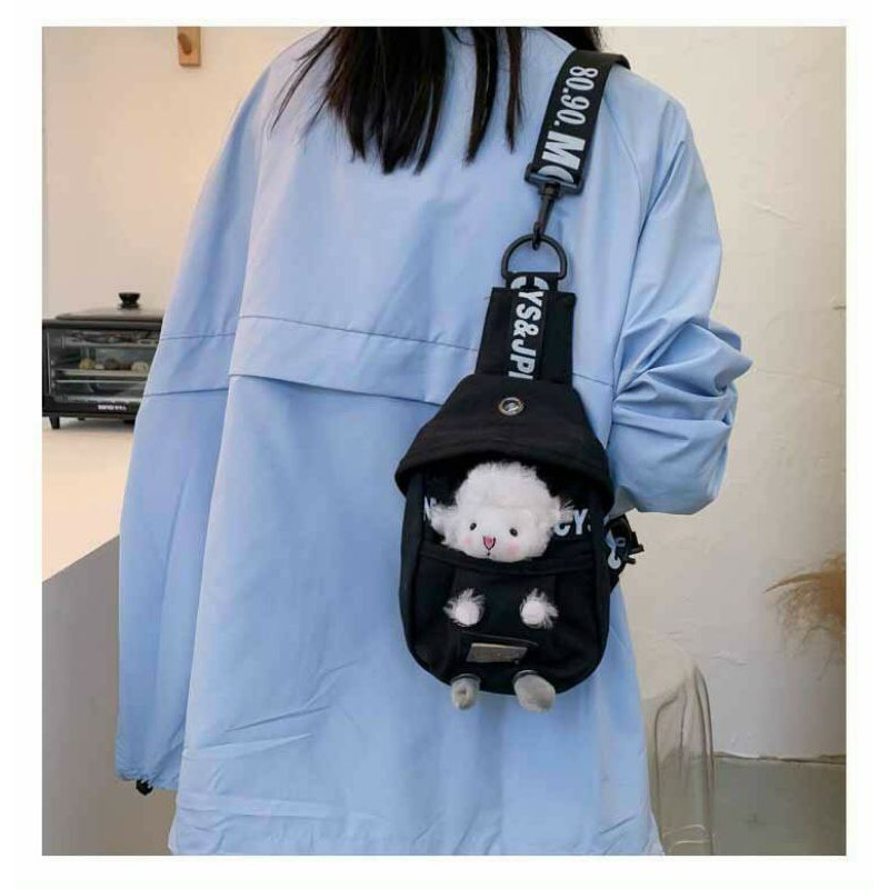 Túi Đeo Chéo Kèm Gấu Bông Như Hình, Túi Tote Gấu Bông Xinh Yêu 0003