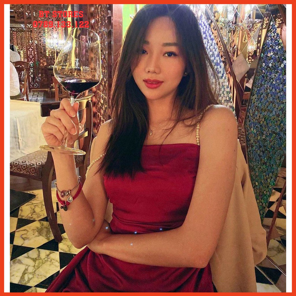 Đầm dự tiệc sang trọng thiết kế xẻ tà, nhún eo, chất vải Satin lụa Pansy (BT038)