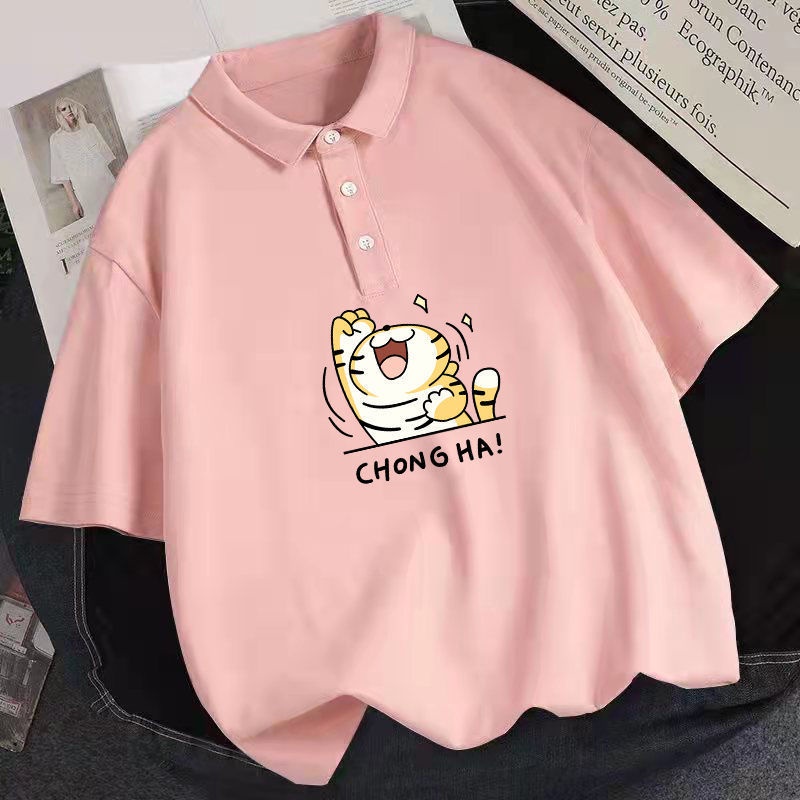 Áo Thun Polo Nam Nữ Form Rộng Chất Cotton Mềm Mát In Hình Chú Hổ Vui Vẻ  Lôi Cuốn Đỉnh Của Chóp TTQ0360