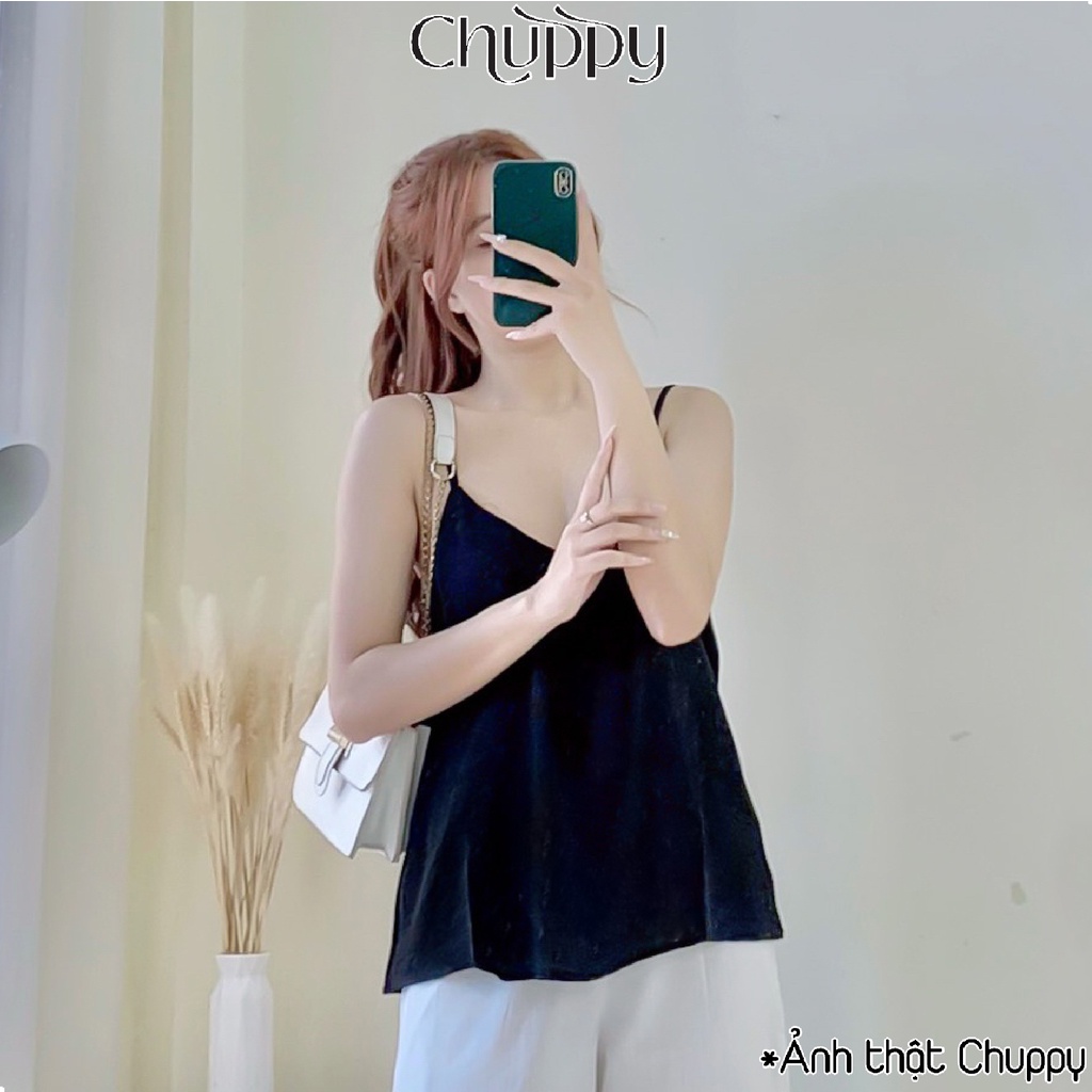 Áo 2 dây đũi lụa CHUPPY form rộng - 2S03