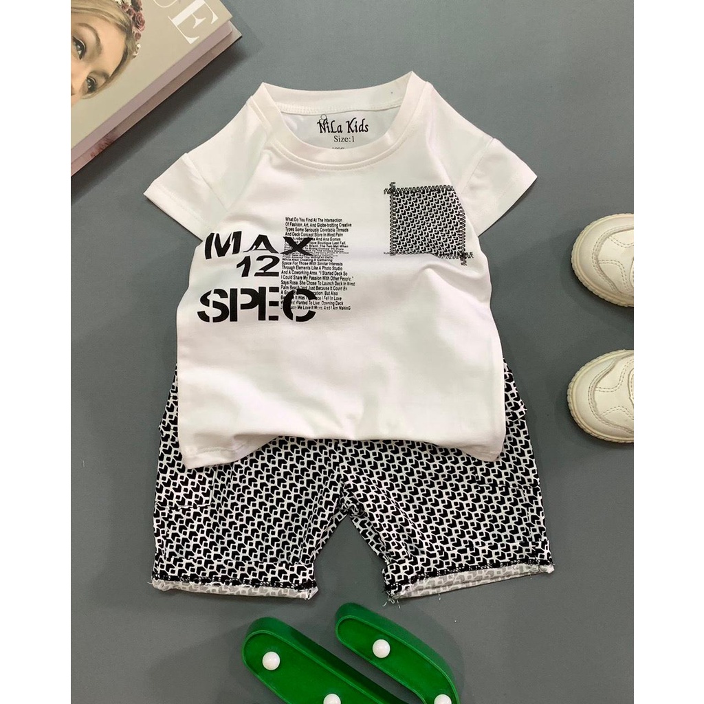 Set bộ quần áo bé trai Áo thun cotton 100% co giản 4 chiều Quần kaki thun họa tiết co giản cho bé từ 8 đến 35kg