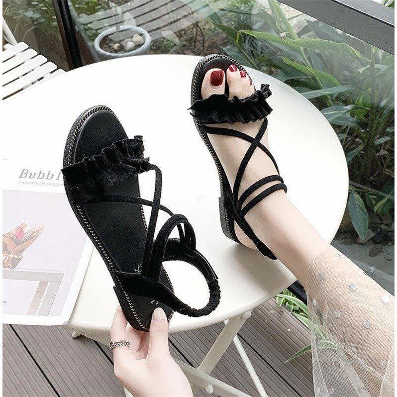 Giày sandal đế bằng thời trang mùa hè cho bé gái 10-15 tuổi 2021