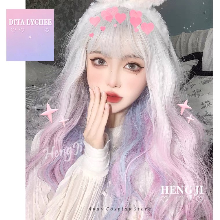 Tóc giả/ Wig teen mix màu Dita Lychee Hengji
