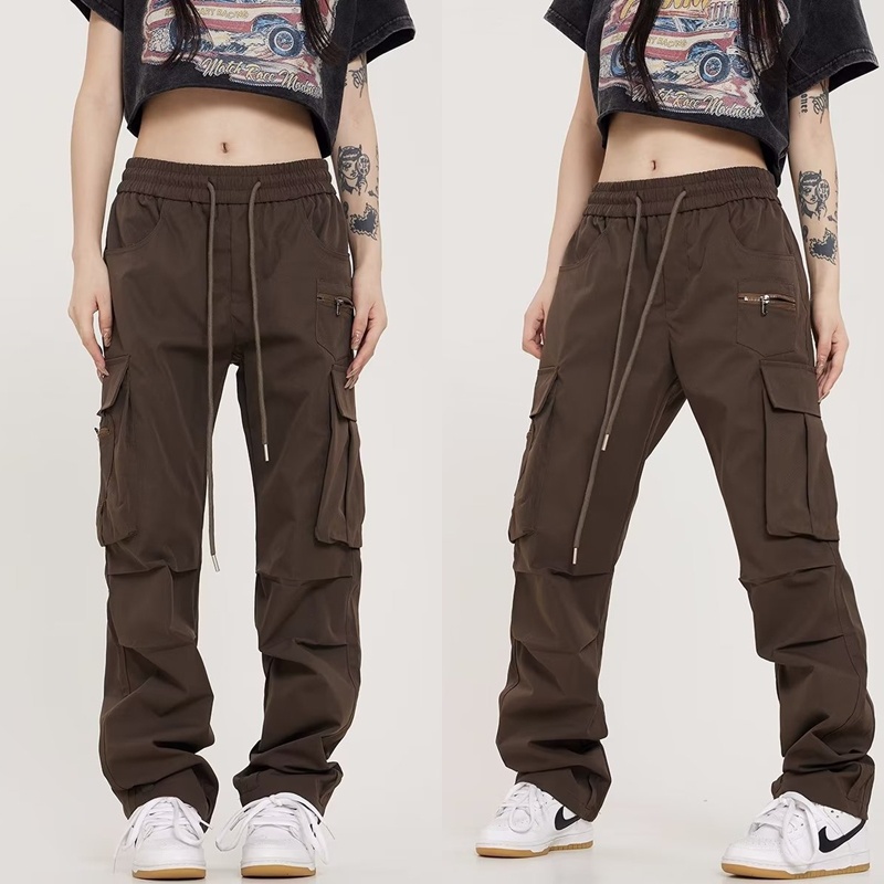 Quần Dài Dáng Suông Rộng Màu Trơn Có Túi Lớn S-3xl Thời Trang Mùa Hè Phong Cách Hàn Quốc Cho Nam Và Nữ