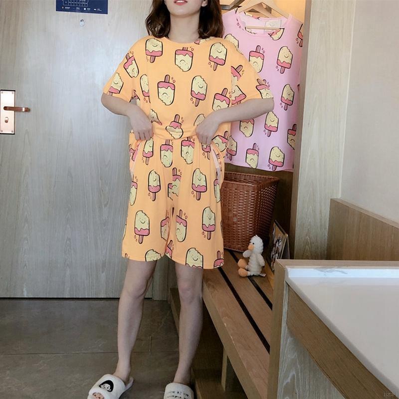 Bộ Đồ Ngủ Ngắn Tay In Hình Hoạt Hình Cho Nữ