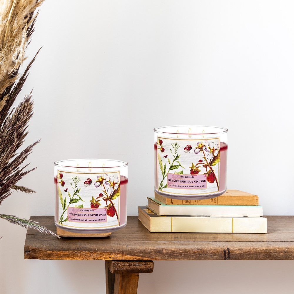 Nến Thơm 3 Bấc Bath And Body Works Strawberry Pound Cake Hương Thơm Quả Dâu Nhẹ Nhàng Giúp Giải Tỏa Căng Thẳng 411g