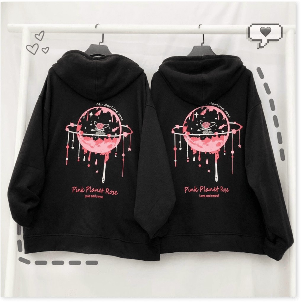 ÁO HOODIE NỮ CÓ NÓN PHỐI HỌA TIÊT CHUÔNG GIÓ TINH CẦU ĐẸP SIÊU CUTE