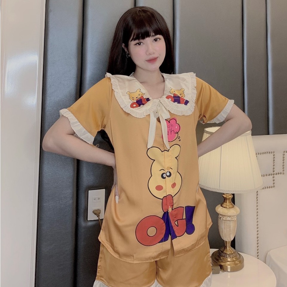 Đồ bộ nữ Vic's lụa Latin kiểu pijama cao cấp - Đồ ngủ hoạ tiết mặc nhà sang trọng L118 | BigBuy360 - bigbuy360.vn