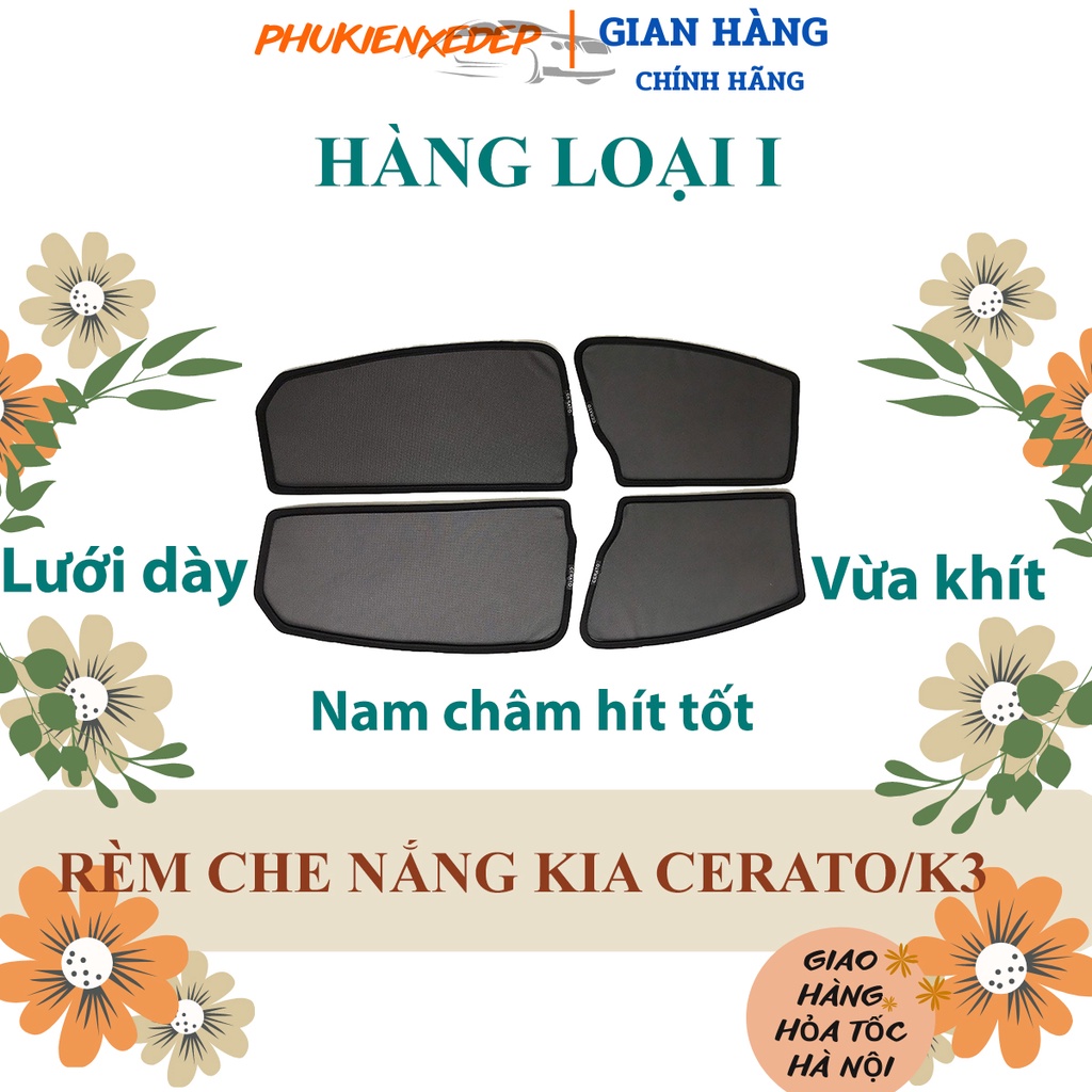 Rèm che nắng ô tô NAM CHÂM theo xe Kia Cerato/K3 ⚡ HÀNG LOẠI 1 - LƯỚI DÀY ⚡ - Combo 4 tấm chắn nắng - VIỆT NAM SẢN XUẤT