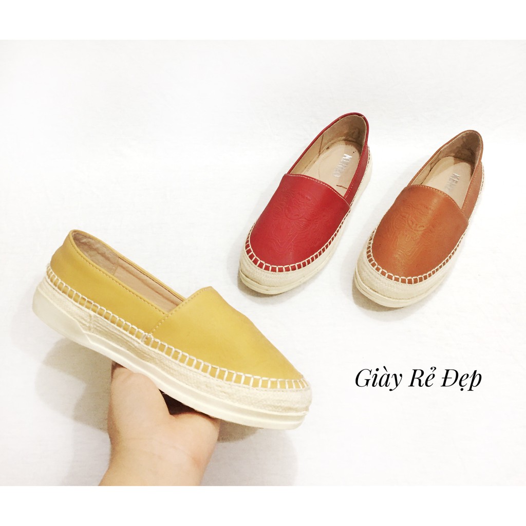 [FLASH SALES] Giày Slipon Nữ Da Mềm In Hình Chìm Phối Màu Tinh Tế Hit Hot Êm Chân | Thời trang đẹp rẻ