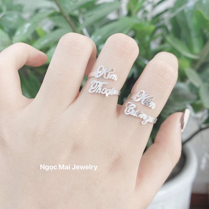 Nhẫn bạc làm tên theo yêu cầu Ngọc Mai Jewelry đeo đôi đeo nhóm Bạc chuẩn gia công thủ công