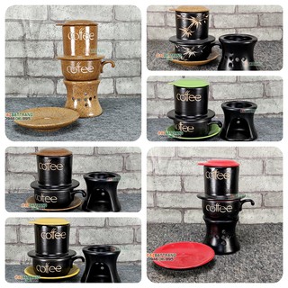 Phin cafe sứ kèm bếp hâm nóng cafe men gốm AZBATTRANGPro