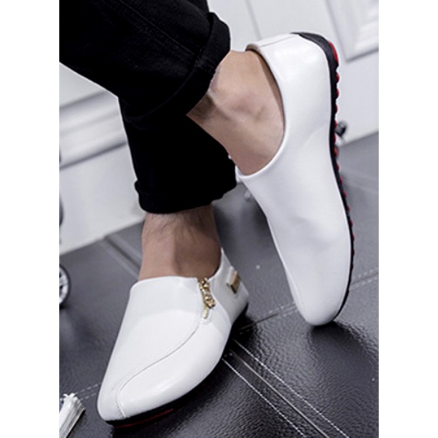 Giày nam slip on gân xéo dây kéo vàng SM066