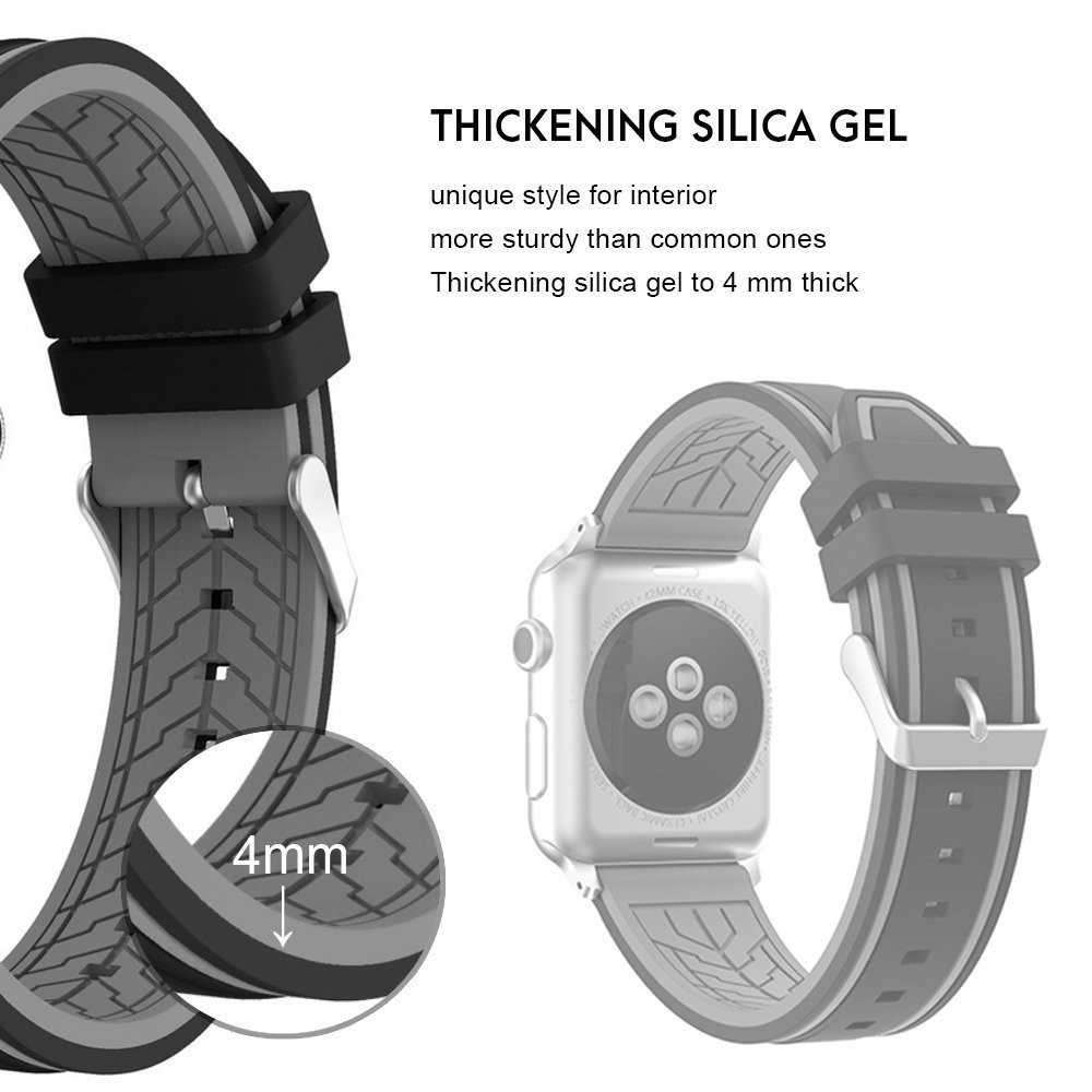 Dây đeo thay thế chất liệu silicon phối 2 màu thời trang cho Apple Watch Series 1 2 3 4 5 6 SE 7