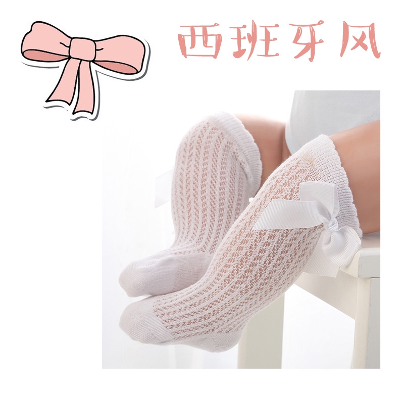 Vớ Cotton Cổ Cao Phối Lưới Thời Trang Mùa Hè Cho Bé Gái