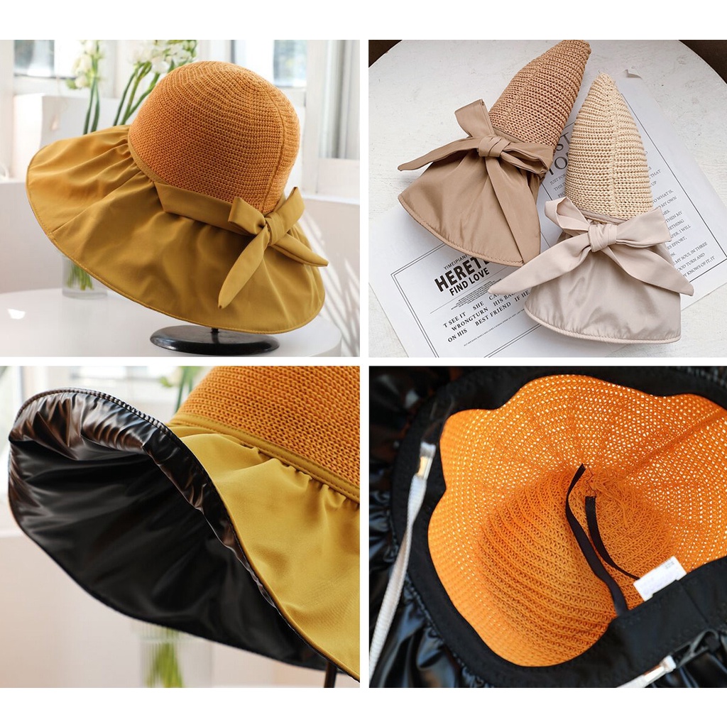 Nón Vành 2 Lớp Chống UV Đan Lưới Kiểu Cói Hot Trend