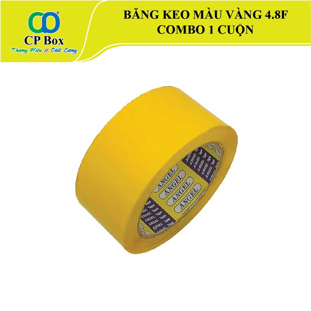 Băng keo màu Vàng, bản 4.8F, nặng 900gr/ cây (6 cuộn), Băng keo dán thùng, dán hộp - CP Box