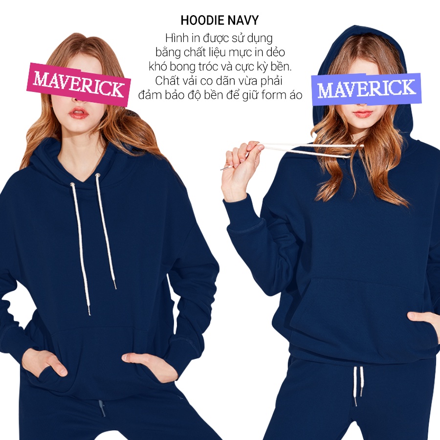 Áo Hoodie Trơn Unisex Nam Nữ Basic Cao Cấp Màu Xanh Navy MVR