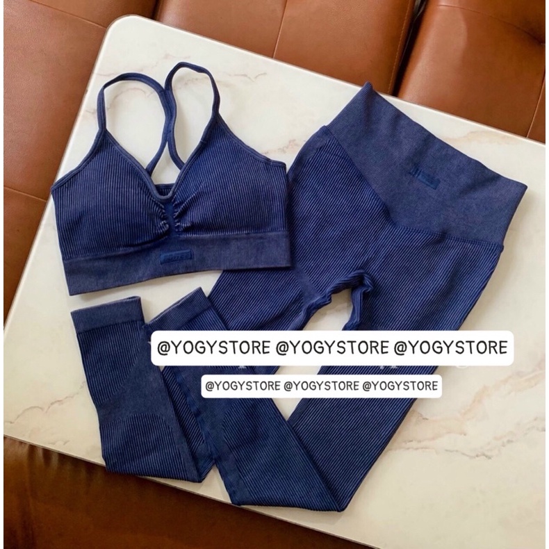 Set bộ tập thể thao tay dài gym yoga Botee RiB chất dệt kim cao cấp, logo thêu mác dệt, chất dệt thun gân, form ôm eo.