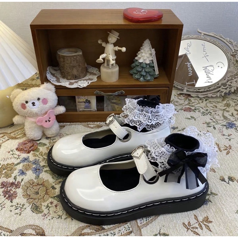 Giày búp bê có quai vintage Mary Jane Yannie Lolita hồng pastel ngọt ngào dễ thương