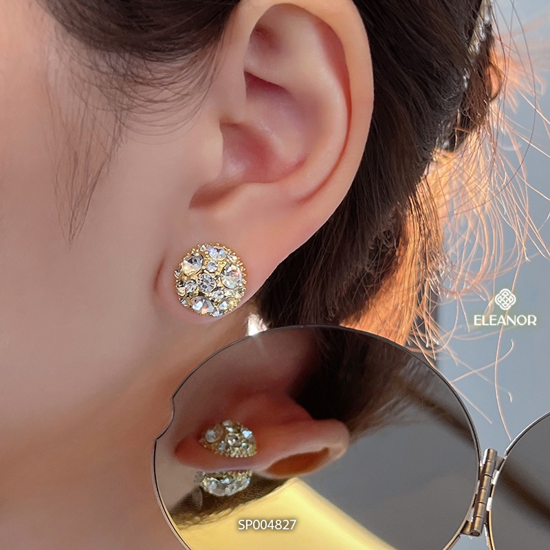 Bông tai nữ châm nữ Eleanor Accessories hình khối cầu tròn đính đá basic phụ kiện trang sức 4827
