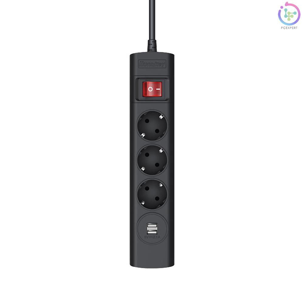 Huntkey SGA407 Power Strip with 3 AC Outlets 2 USB Charging Ports Flame-retardant Material Child-protective Shutters EU Standard