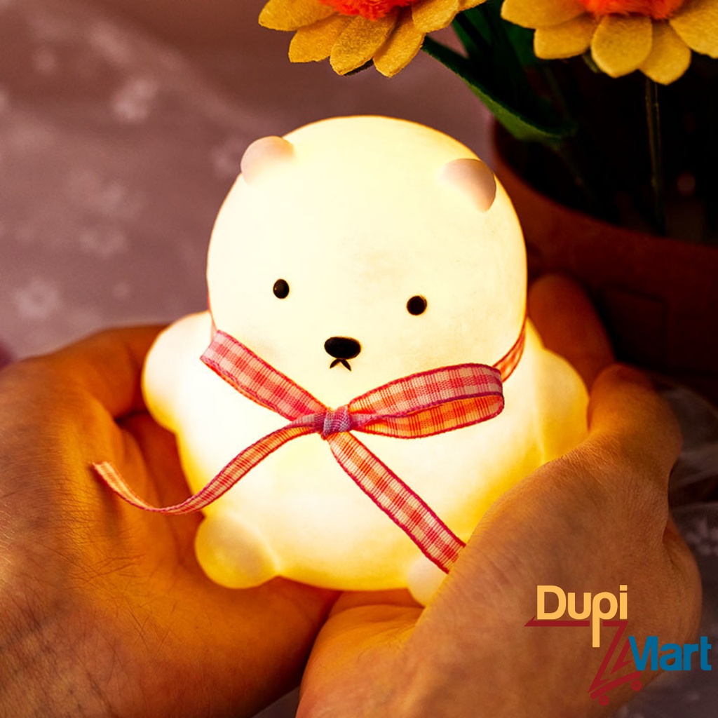 Đèn Ngủ Mini Gấu Tuyết Đeo Nơ Siêu Dễ Thương - Đèn Gấu Trang Trí Decor Nhà Cửa Phòng Ngủ - Món Quà Tặng Ý Nghĩa Cho Bé