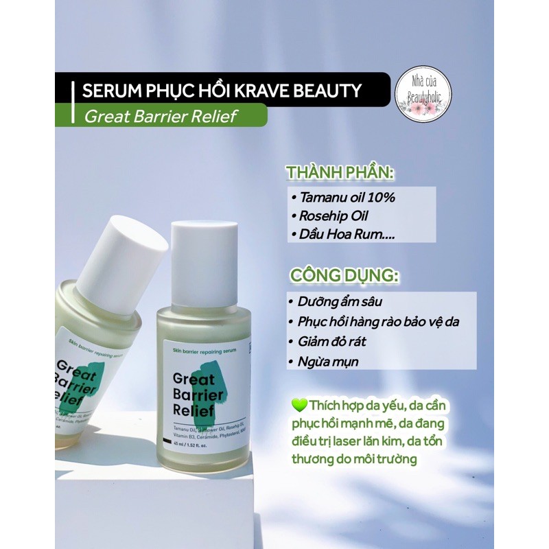 [Mã 1911FMCGSALE giảm 8% đơn 500K] Tinh chất phục hồi da KRAVE BEAUTY GREAT BARRIER RELIEF | BigBuy360 - bigbuy360.vn