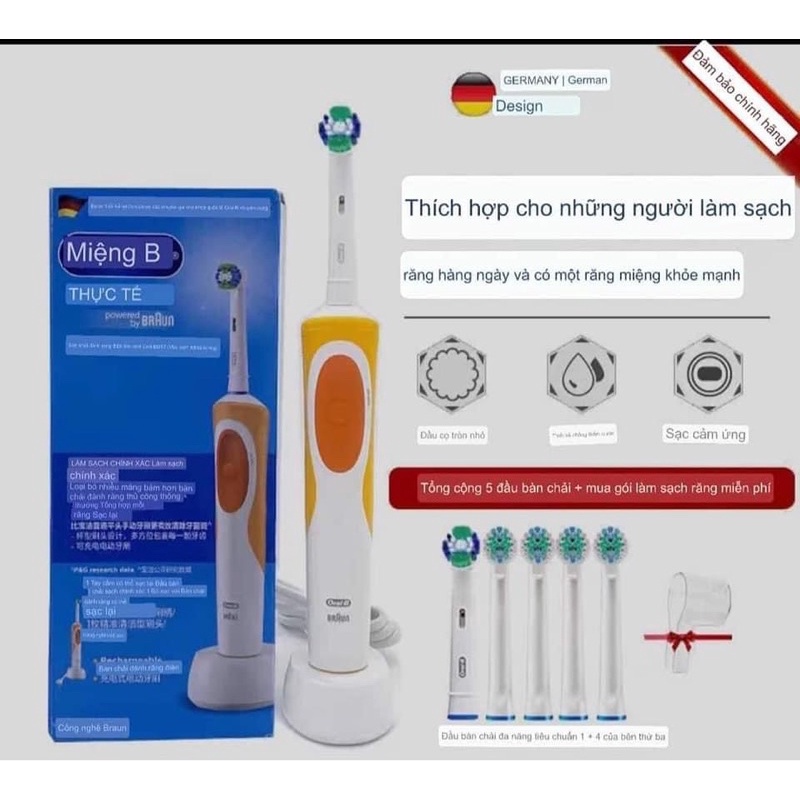 BÀN CHẢI ĐIỆN ORAL B D12 KÈM 4 ĐẦU THAY