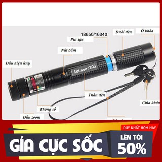 [GIẢM GIÁ SỐC]  ĐÈN PIN LAZE CHIẾU SIÊU XA - MÀU XANH ,MÀU ĐỎ- FULL BỘ SẠC, 1 PIN SẠC