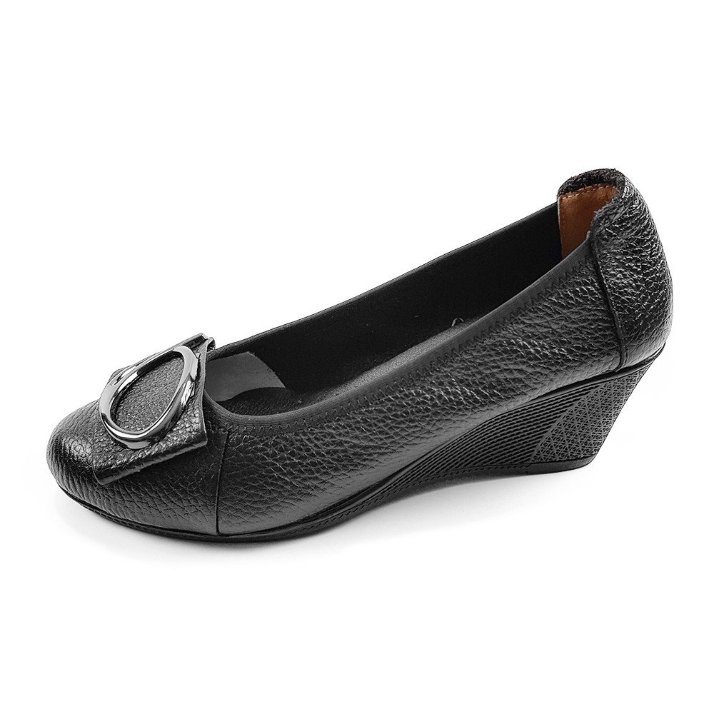 Giày Cao Gót Nữ Đế xuồng 5cm Da Thật Siêu Mềm 5P02D