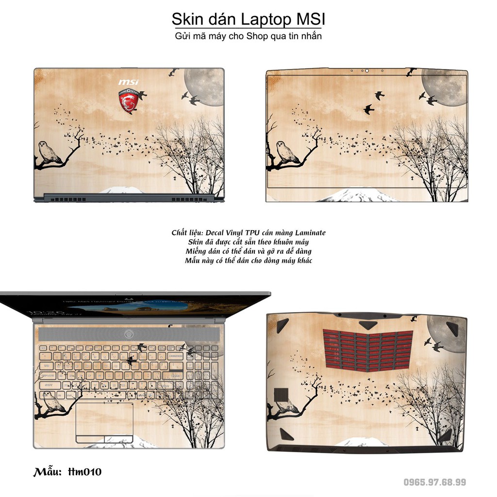 Skin dán Laptop MSI in hình Tranh thủy mặc (inbox mã máy cho Shop)