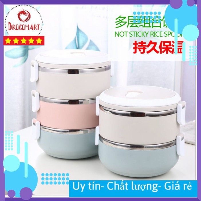 Hộp Đựng Cơm Văn Phòng Giữ Nhiệt, Cặp Lồng Đựng Cơm Bằng Nhua Lúa Mạchn Lõi Inox Cao Cấp