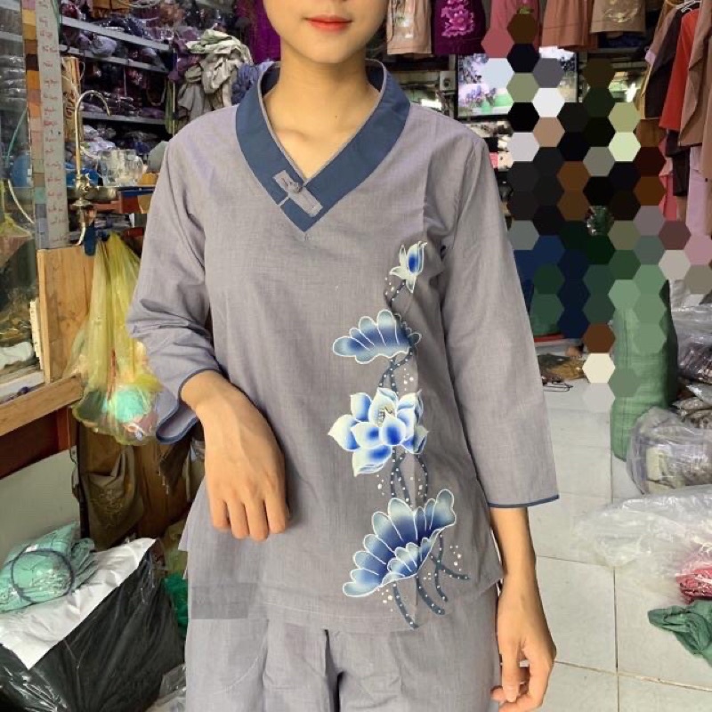 Đồ Lam Đi Chùa✅✅ Tim Bầu in ✅✅ đồ đi chùa 🌸đồ bộ