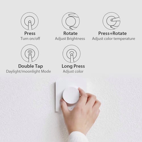 Yeelight Smart Dimmer Switch - Công tắc điều khiển từ xa dán tường dành cho đèn trần Yeelight