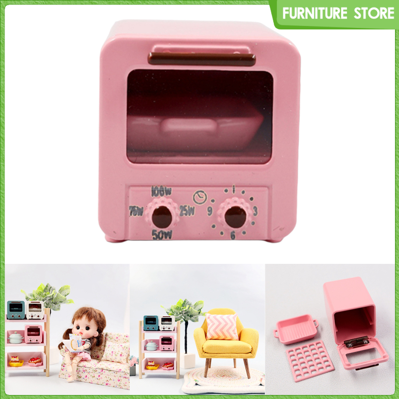 1:12 Scale Miniature Kitchen Cooking Microwave Oven Alloy 1/8 1/6 Dollhouse Baking Accessories