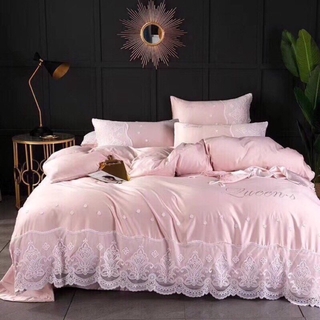 Sale set lụa queen màu hồng và màu trắng