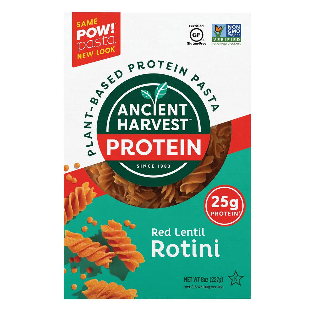 NUI XOẮN ĐẬU LĂNG ĐỎ GIÀU PROTEIN, NON-GMO Ancient Harvest, Pow!, Pasta, Red Lentil Rotini, GLUTEN-FREE, 227g (8 oz)
