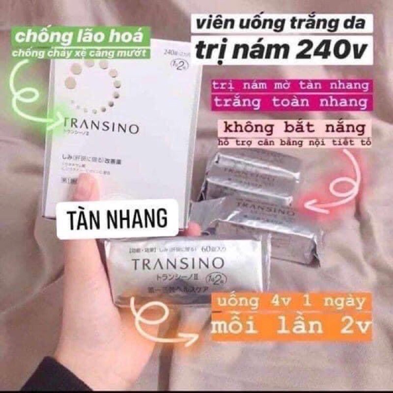 (Video mua hang)Viên uống trắng da mờ Nám Transino whitening chính hãng Nhật Bản