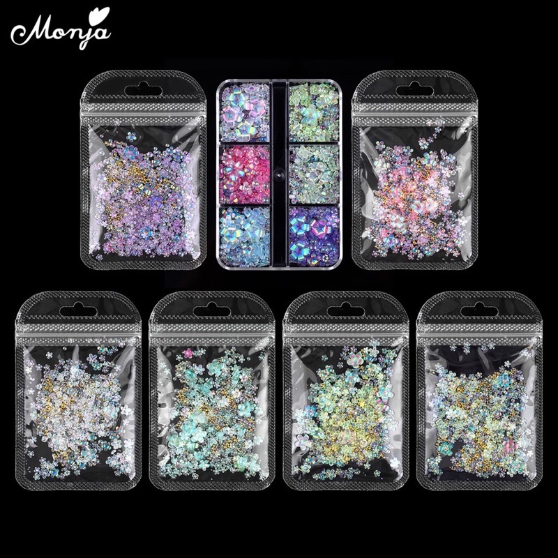 Cham hoa nhí đính móng khay 6 ngăn siêu đẹp mix màu