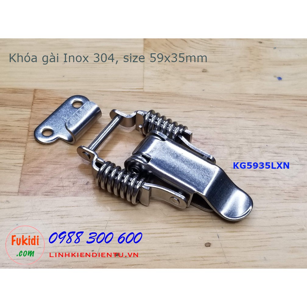 Khóa gài inox 304 có lò xo kích thước 68x35mm model KGLX68