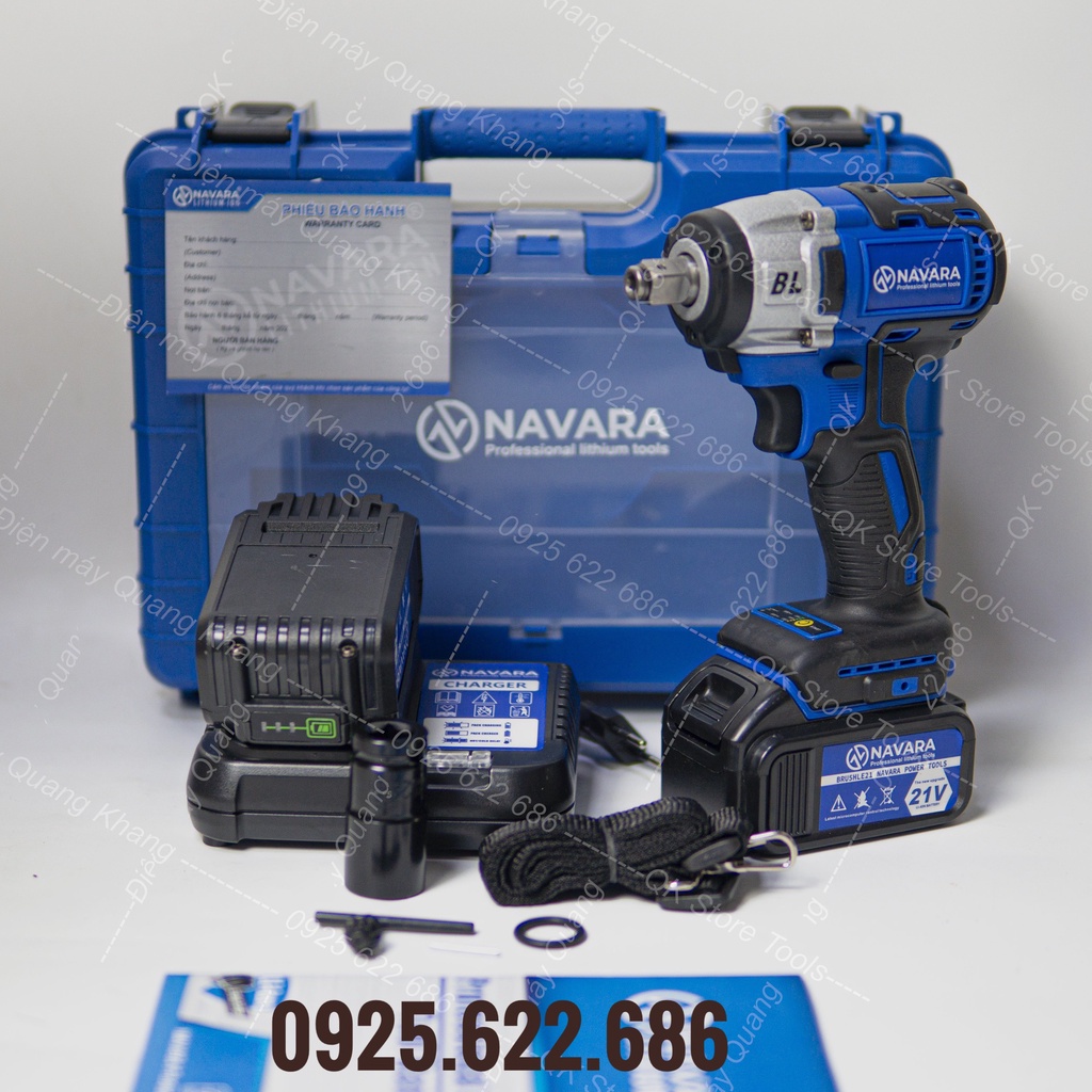 Máy siết bulong dùng pin không chổi than NAVARA 380NM - Tặng kèm bộ phụ kiện cao cấp