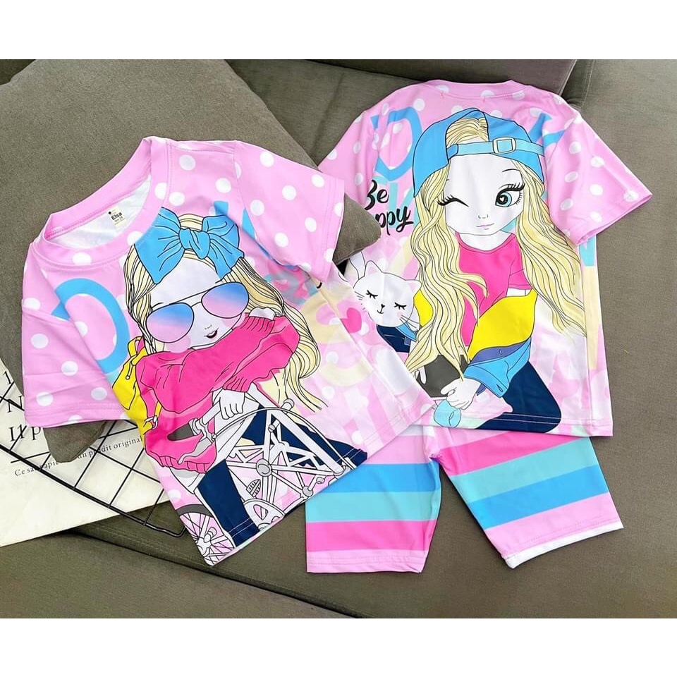 Bộ Đồ Lửng bé gái in hình 3D(8-40Kg)chất liệu mềm mịn thoáng mát được các bé gái yêu thích Bán Chạy Nhất