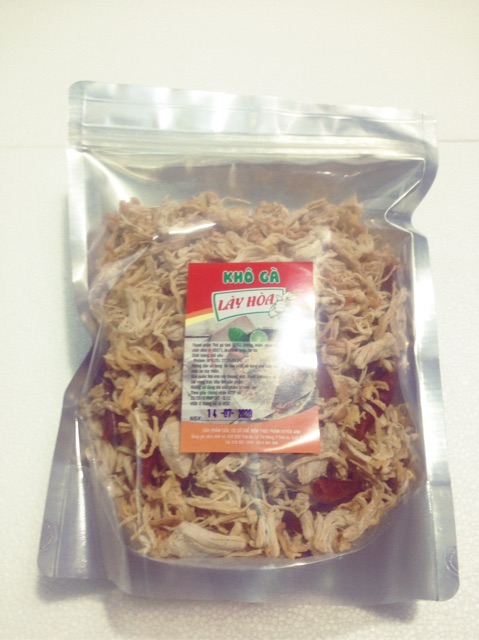 500gr Khô gà Bơ Tỏi cay Lày Hòa: 1 túi zipper 500gr