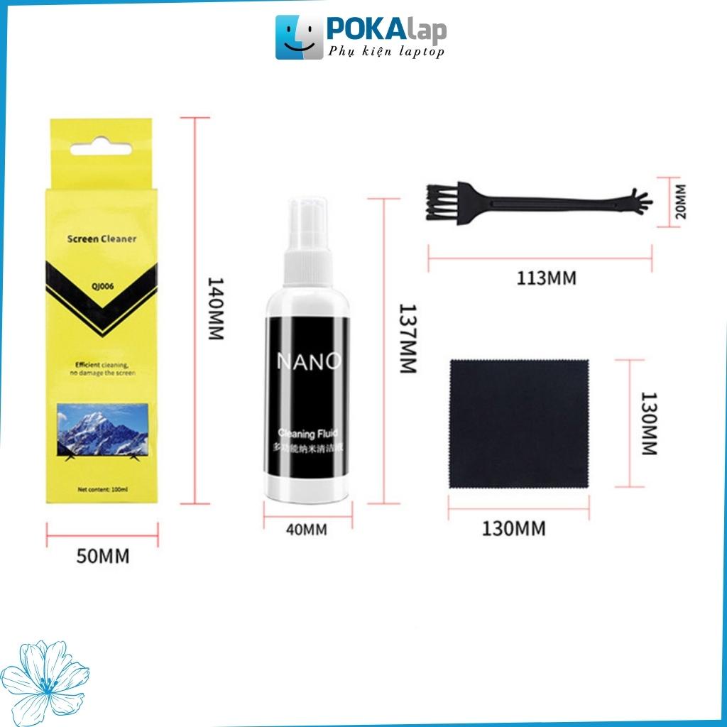 Bộ vệ sinh laptop Nano 3 món POKA54 an toàn cho da chuyên làm sạch laptop, điện thoại, máy ảnh, máy tính bảng - POKALAP