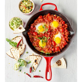 CHẢO GANG 1 CÁN + 1 TAY CẦM LECREUSET 26CM KIRSCHE (MÀU ĐỎ)
