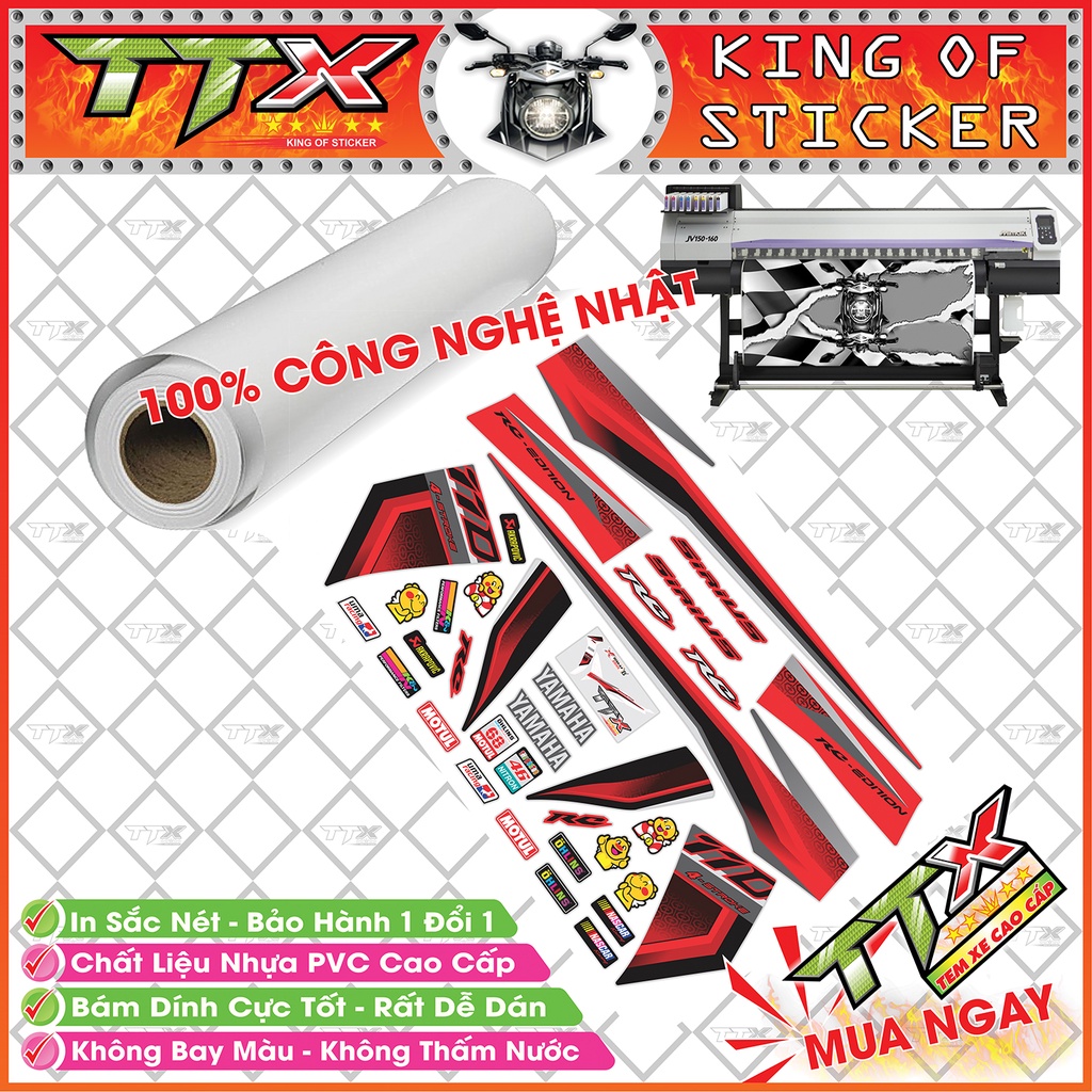 Tem Xe Sirius Đen Đỏ RC 2022 - Tem Sirius RC 110 Đỏ Đen siêu Đẹp - Mẫu Team Sirius Đen Đỏ